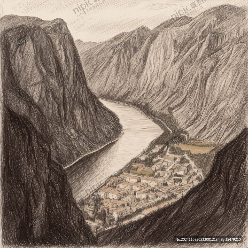 瞿塘峡插画