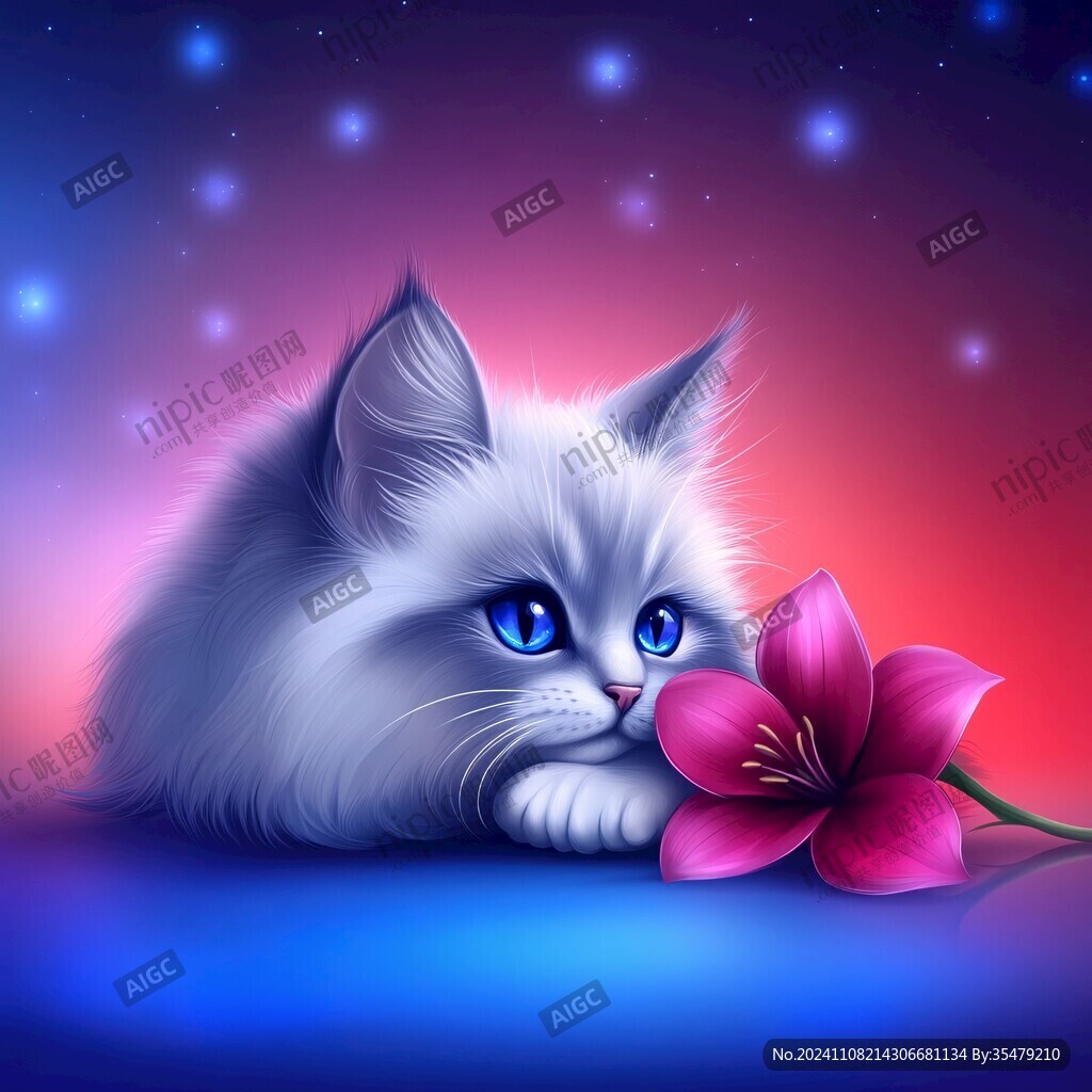 卡通小猫动物海报挂画