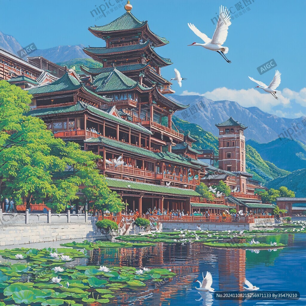 纳西族城市插画