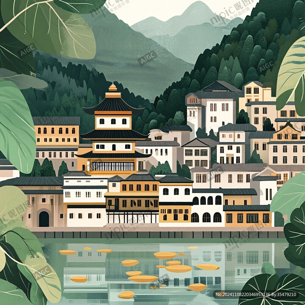 土家族城市插画