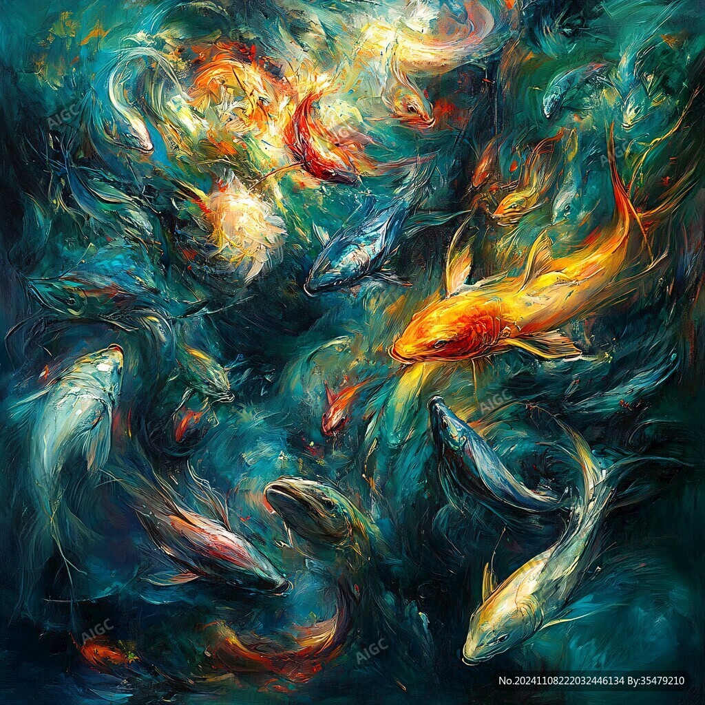 梦幻锦鲤装饰画
