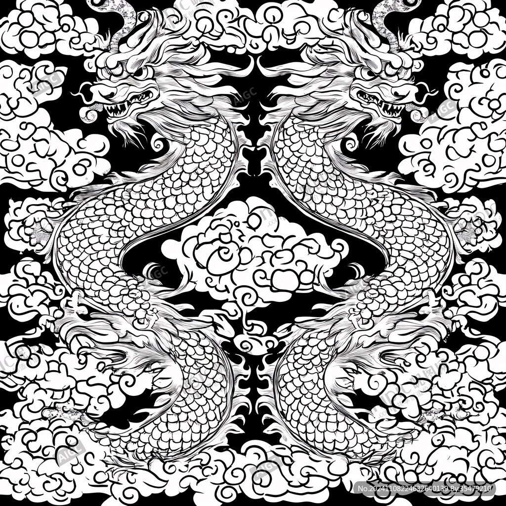 黑白底纹龙