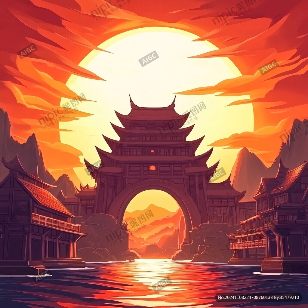 国风地标插画