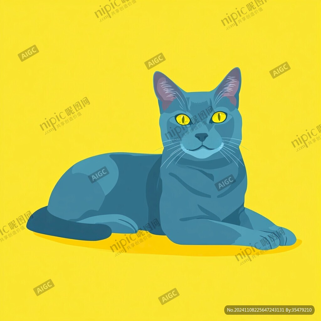 扁平插画小猫