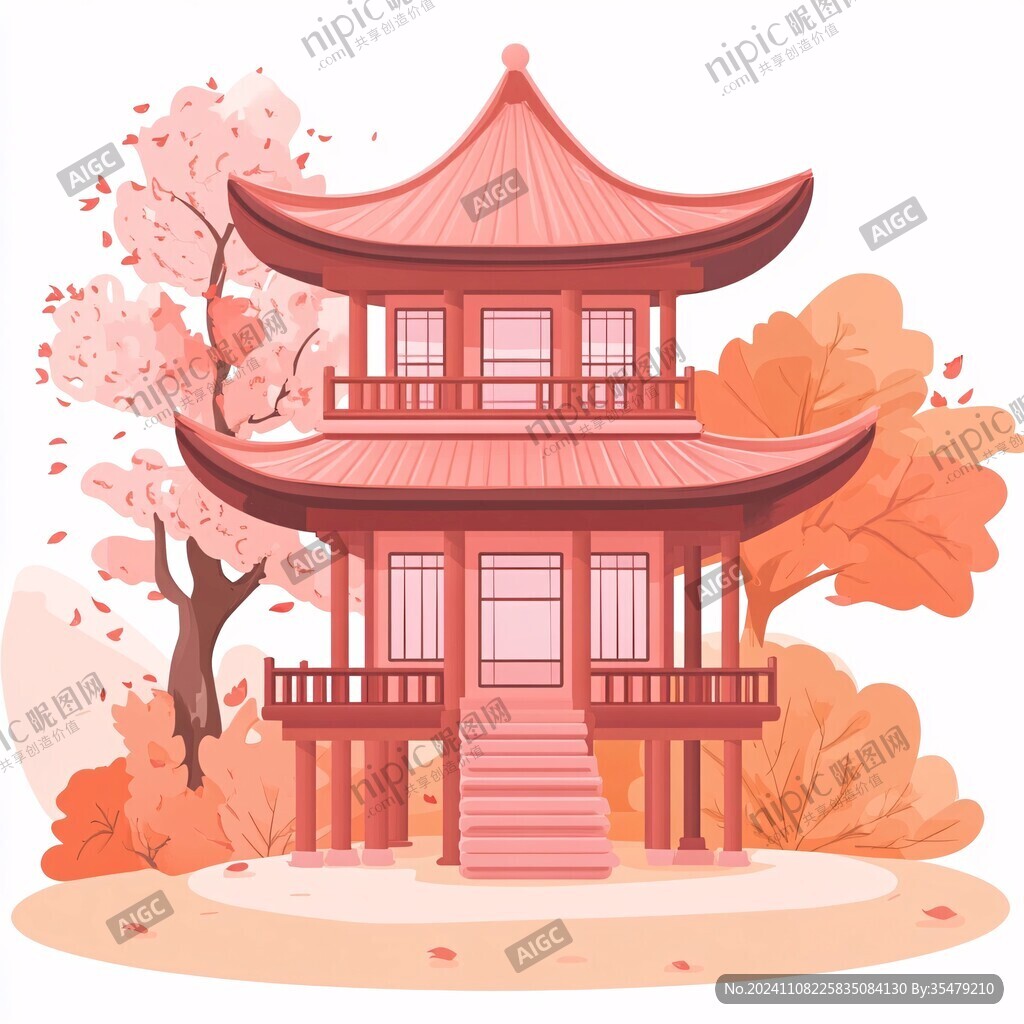 赏樱楼插画