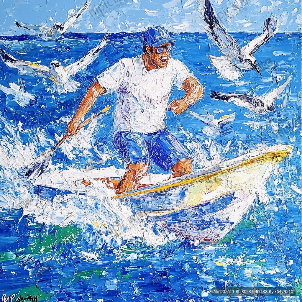 钓鱼油画