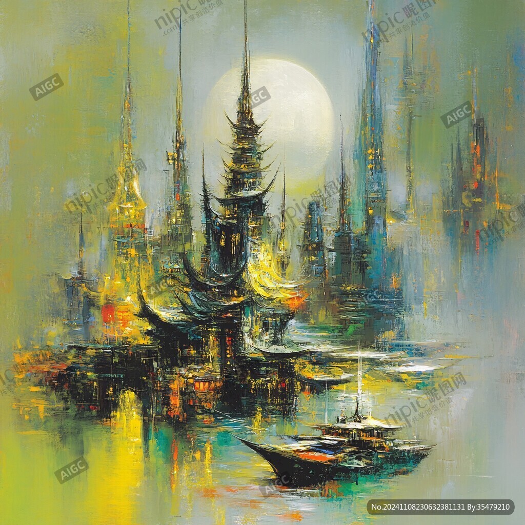 夜景油画
