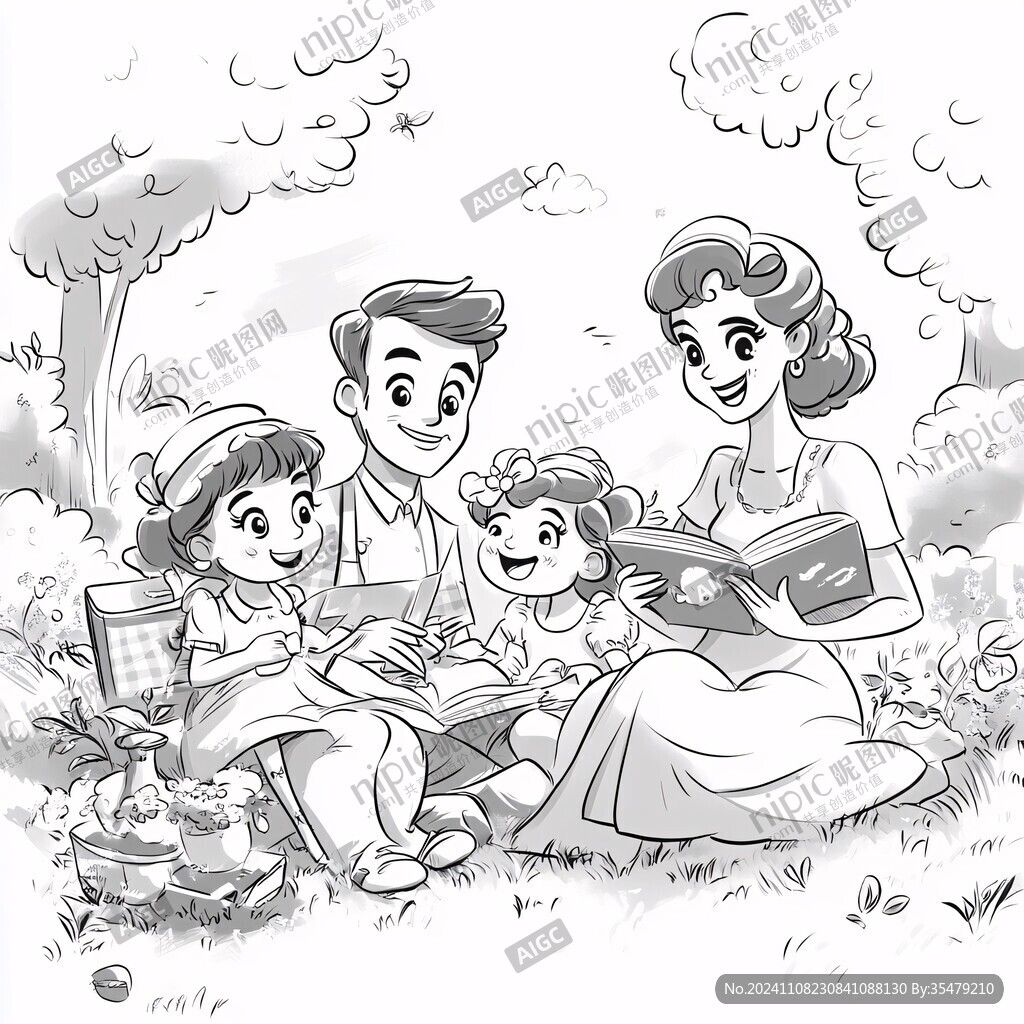 一家人线描