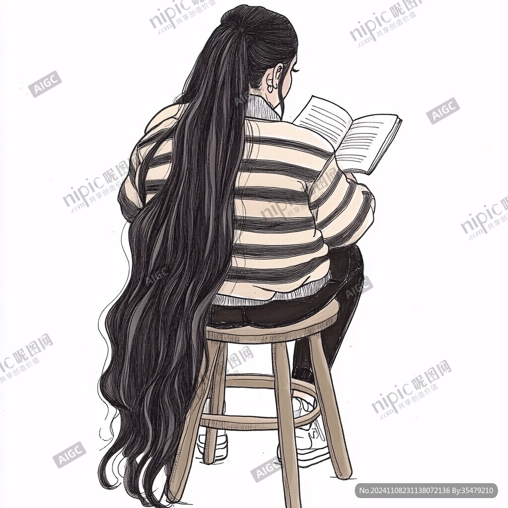女生背影插画