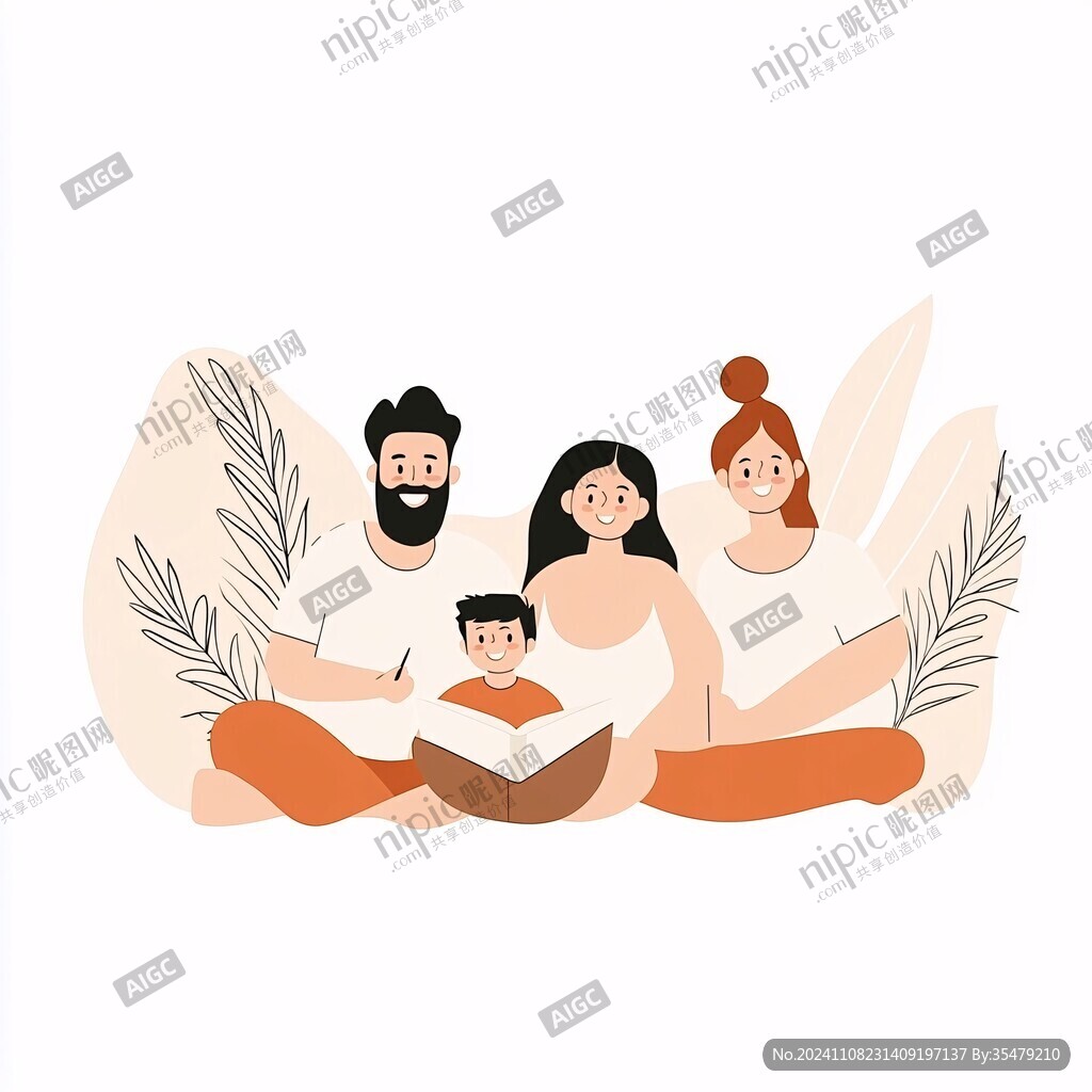 亲子阅读插画海报