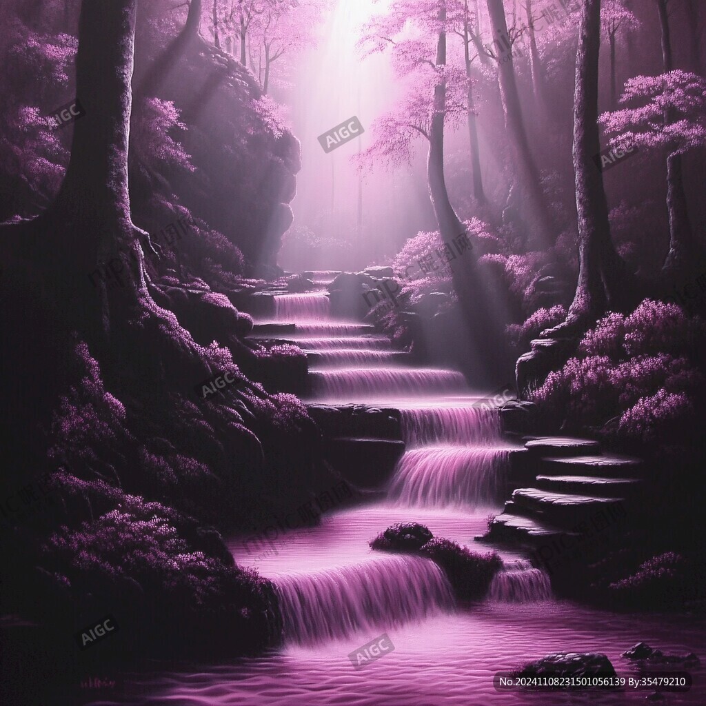 粉红色的幻想森林