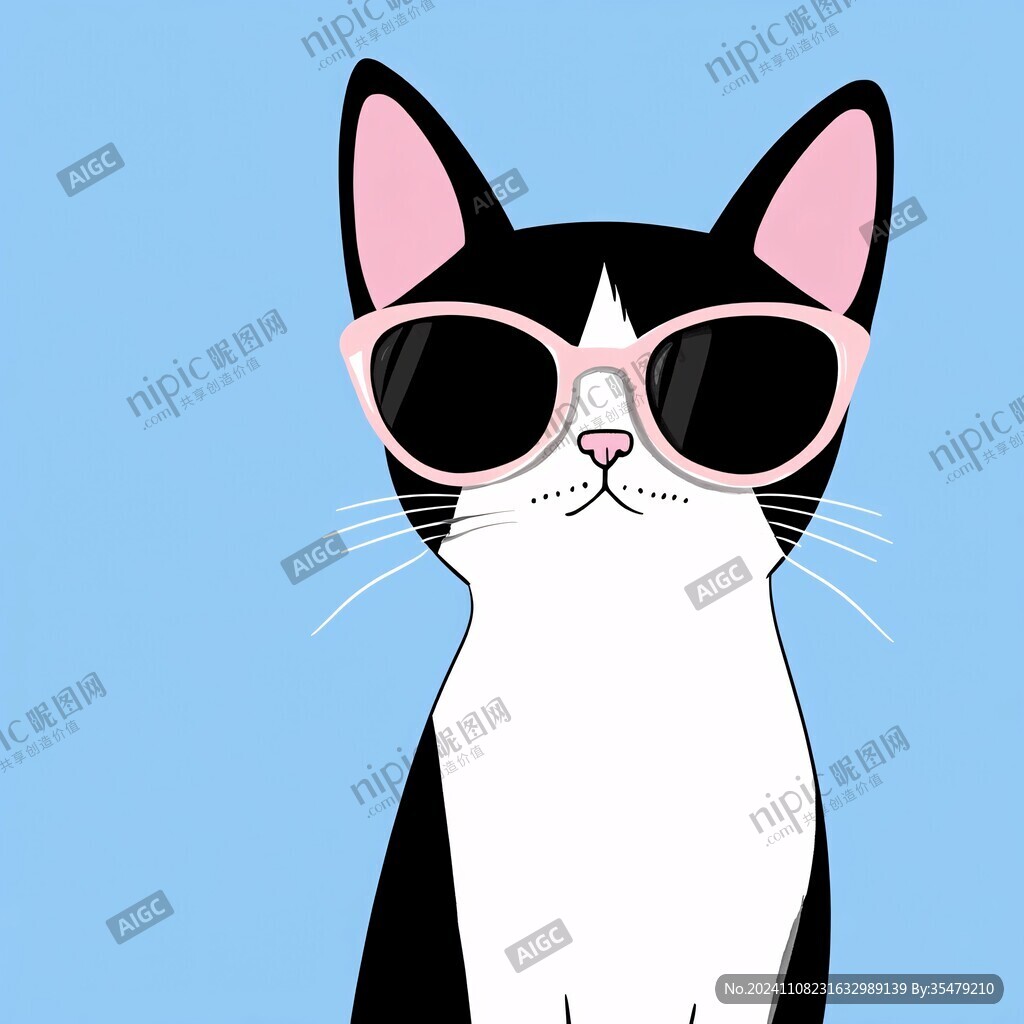 卡通猫戴眼镜的猫叔