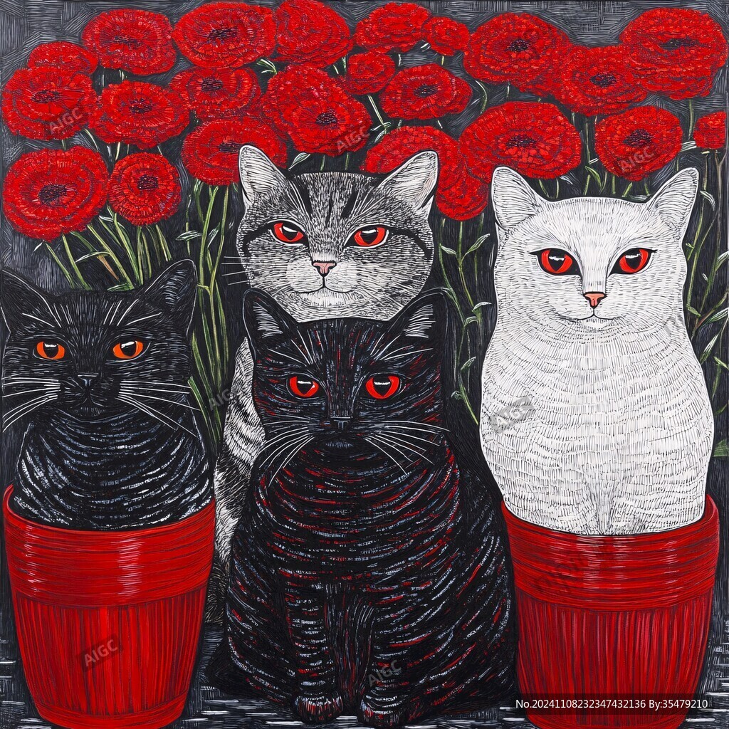 绘画作品猫插画