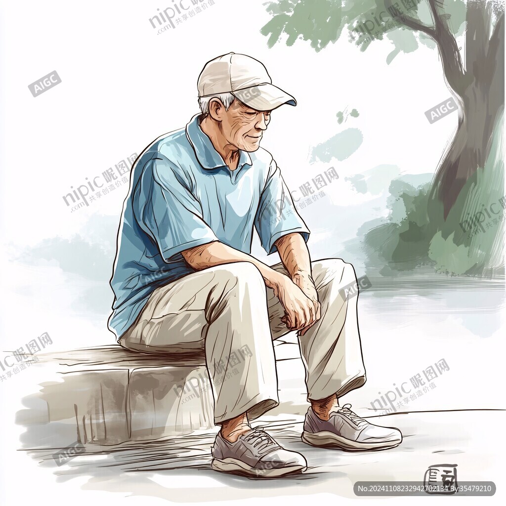 蹲坐人物素材