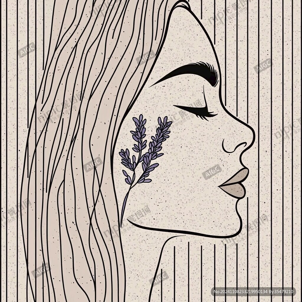 手绘女性侧脸