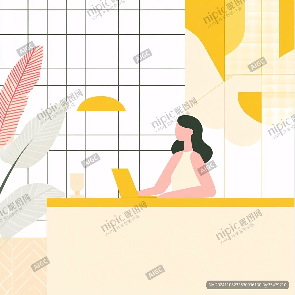 自由职业办公手绘插画