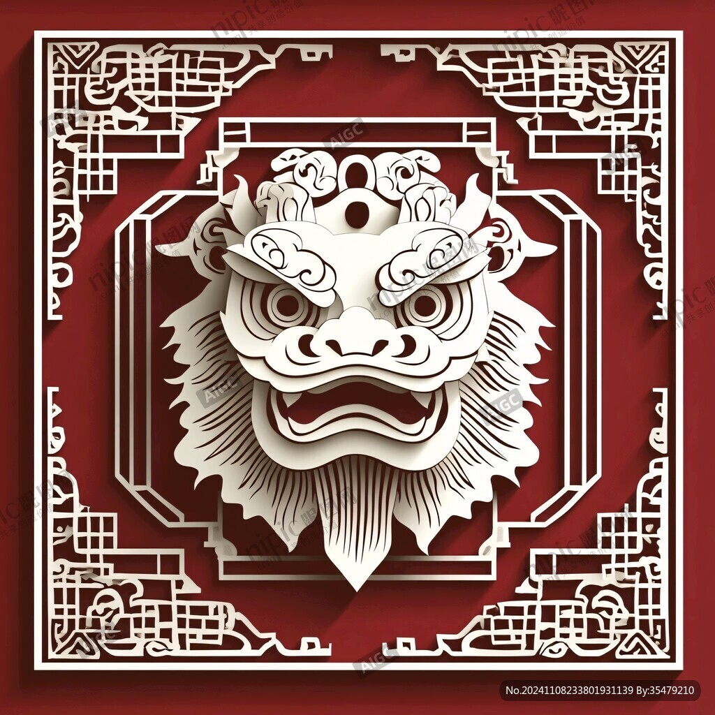 狮头国潮窗花