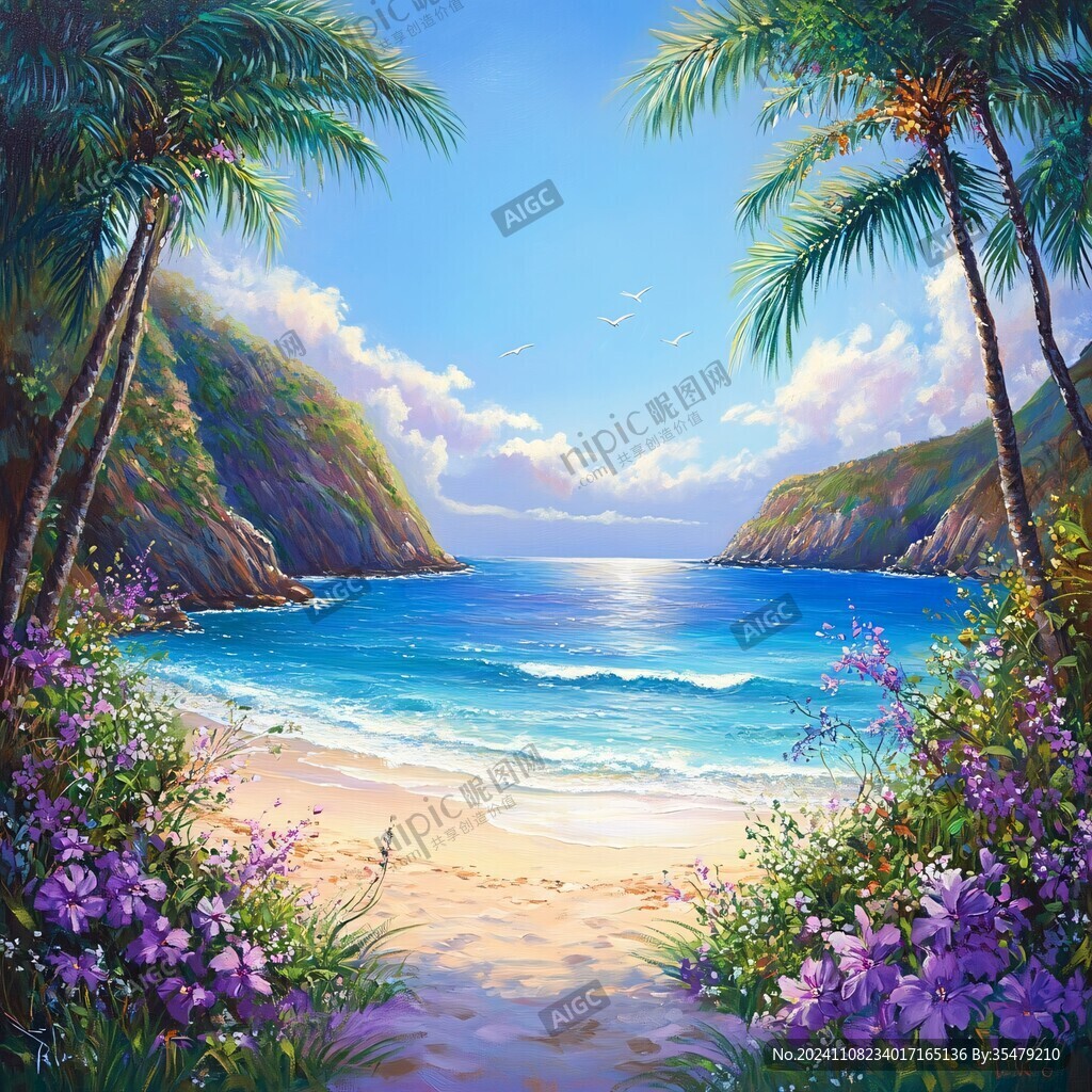 海滩风景画