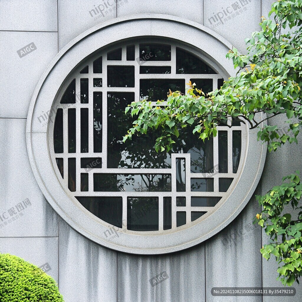江南园林景观圆窗
