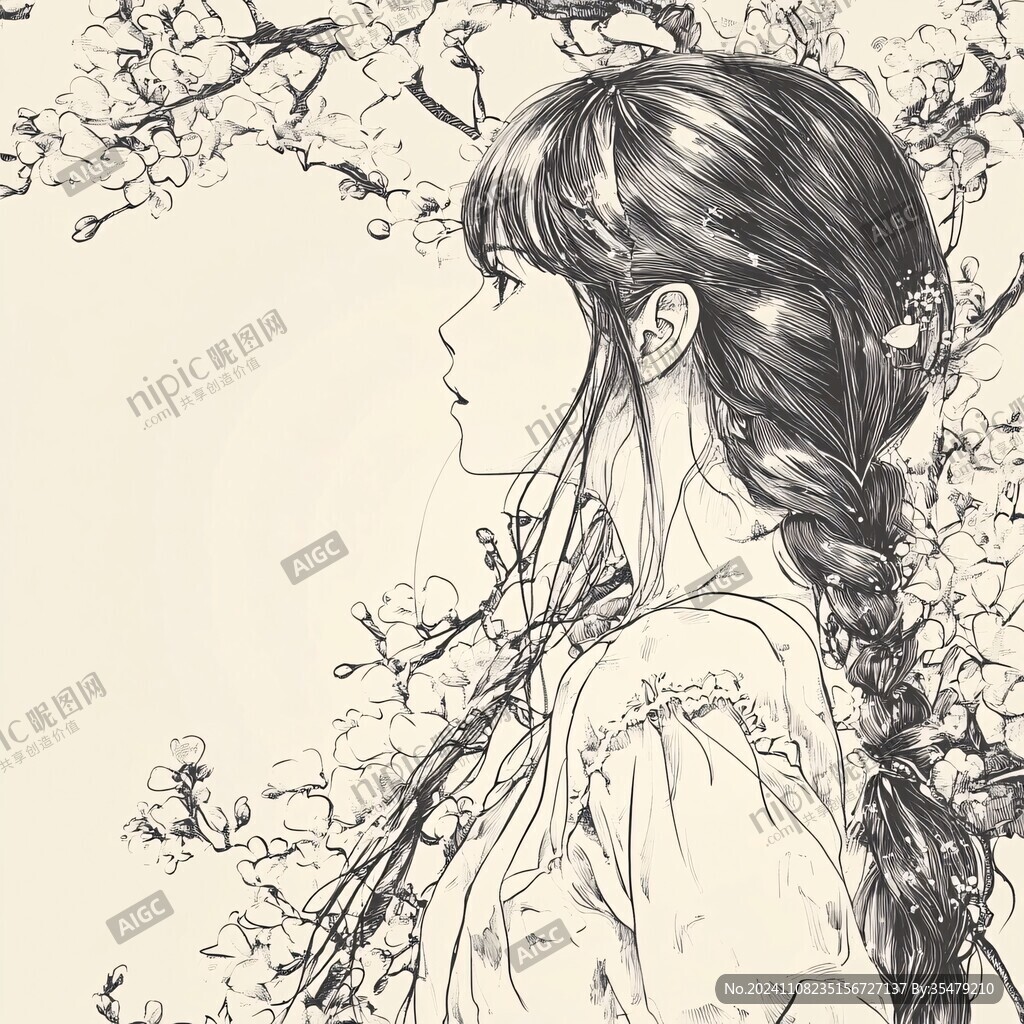 日系女孩线稿