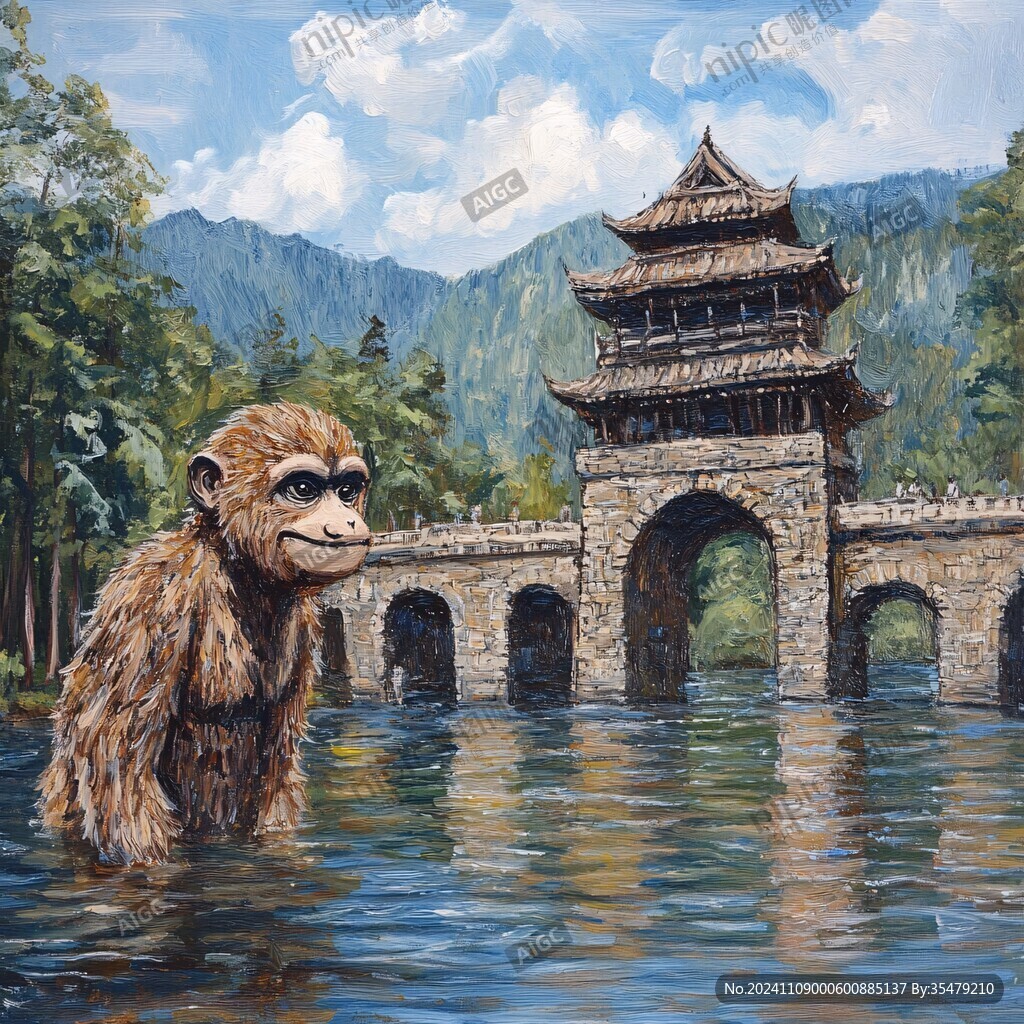 风雨桥插画