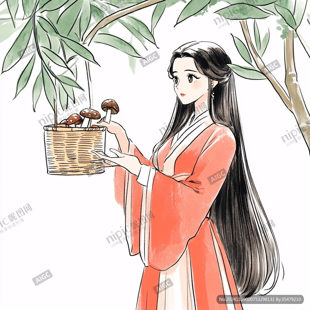 红枣美女插画