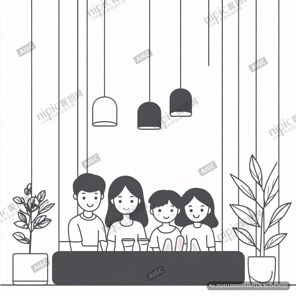 朋友吃饭插画