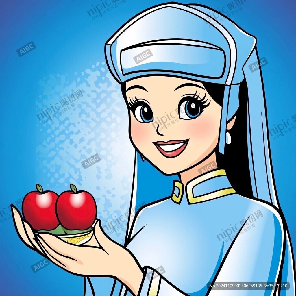 卡通回族少女