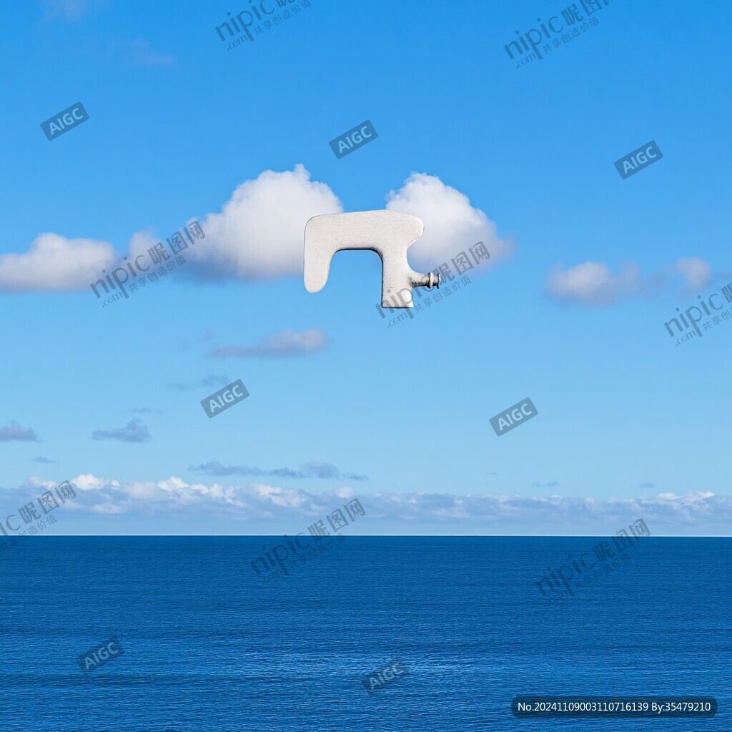 海天白云下的海鸥