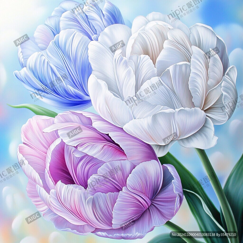 手绘立体牡丹花卉