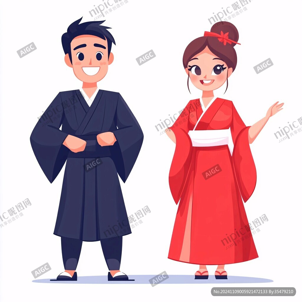 日本民族服装卡通人