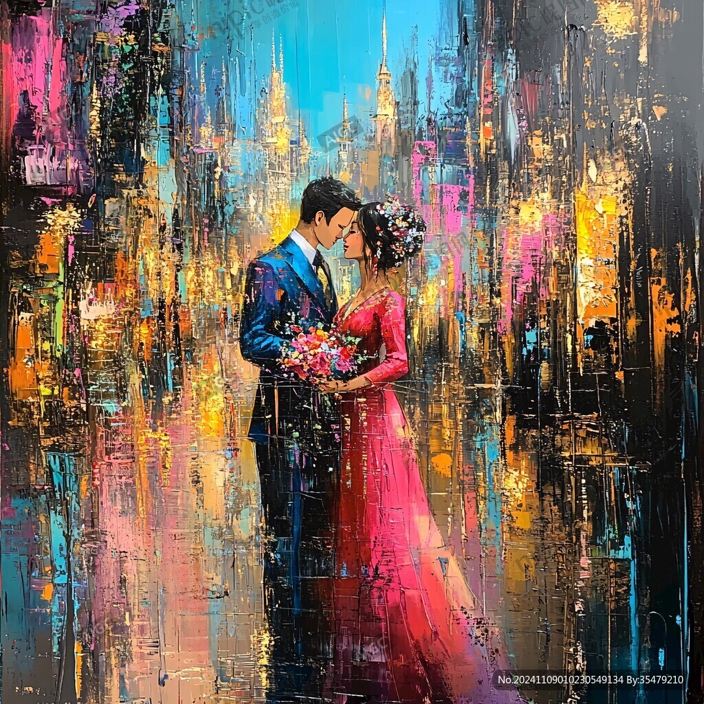 油画浪漫婚礼