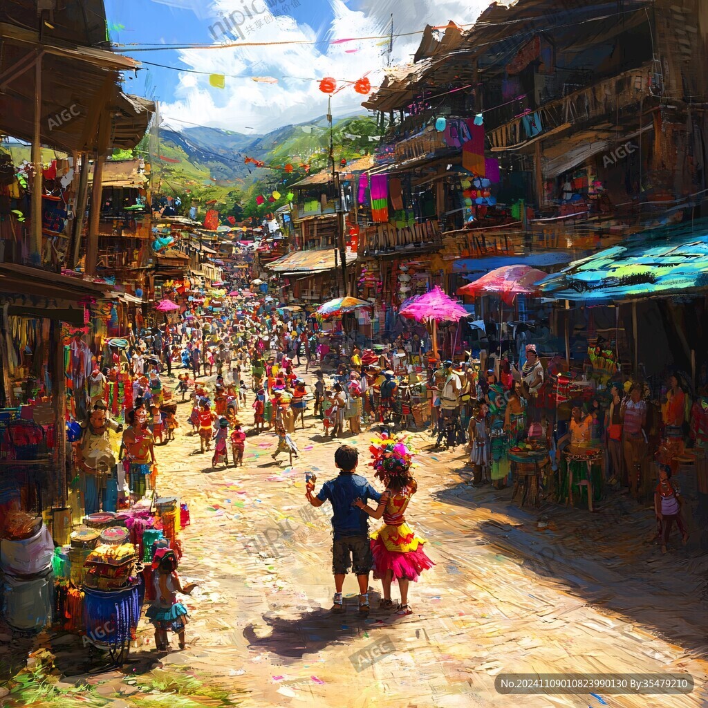 融水县风光插画
