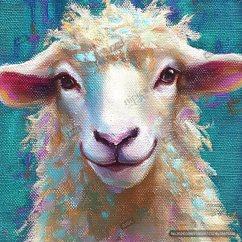 手绘梦幻羊风格装饰画