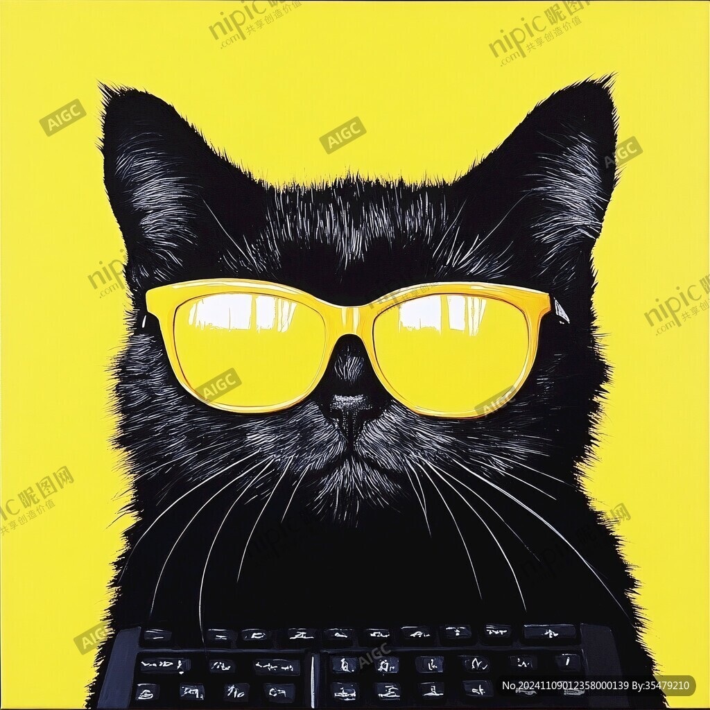 卡通猫戴眼镜的猫叔