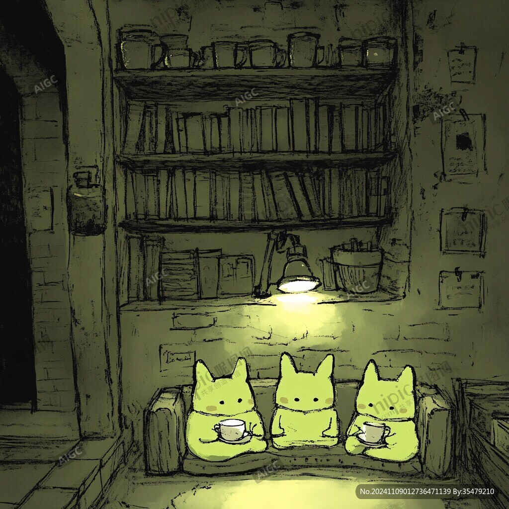 两只猫的夜景