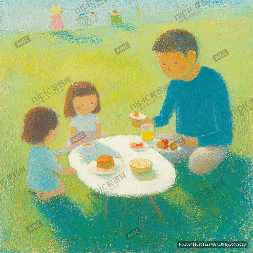 爸爸女儿插画