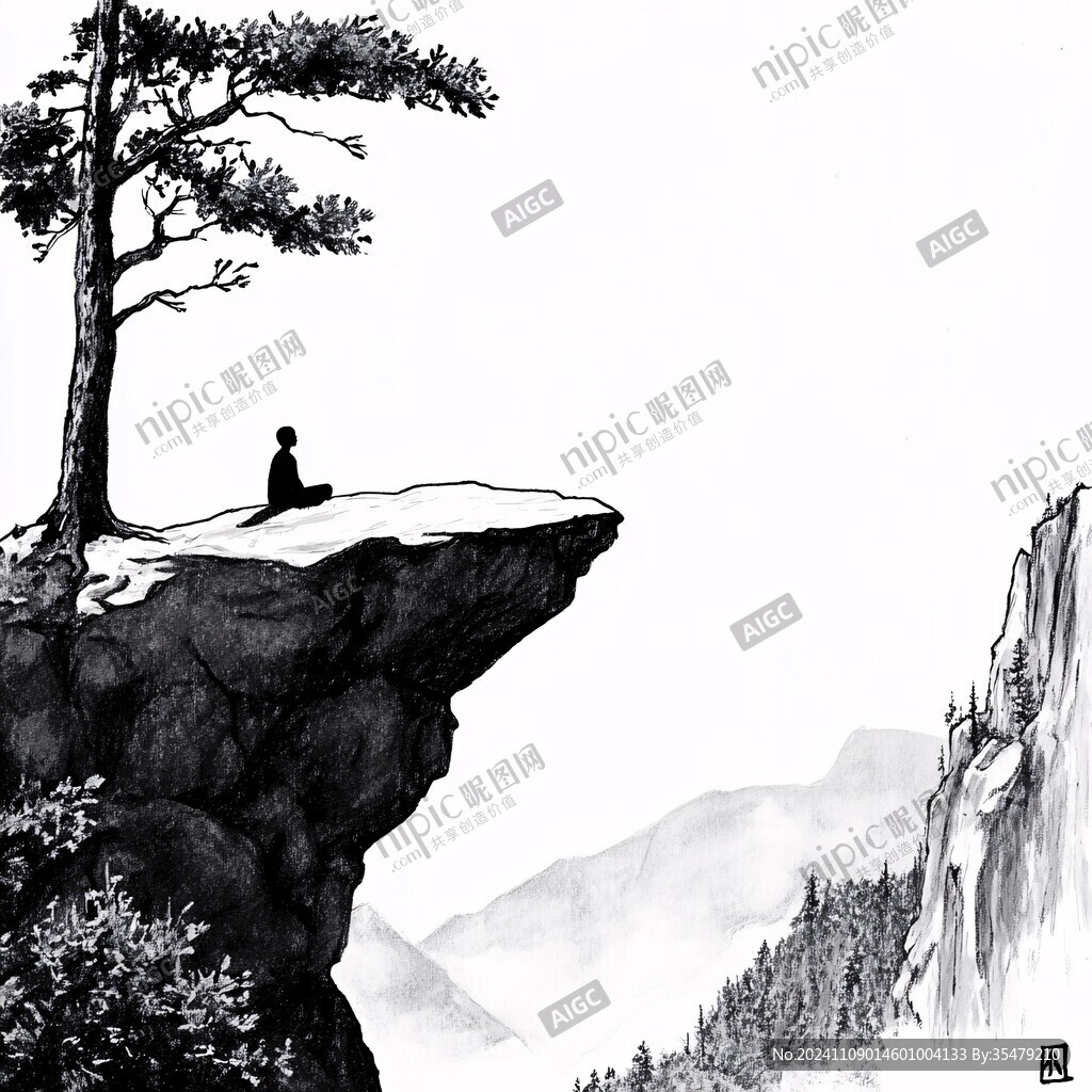 向往更高的山峰禅意画