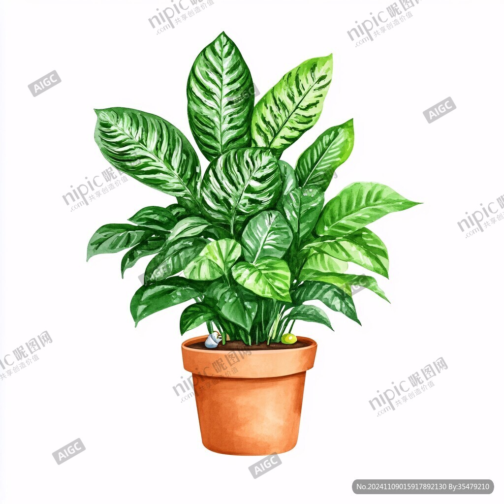 绿植盆栽插画