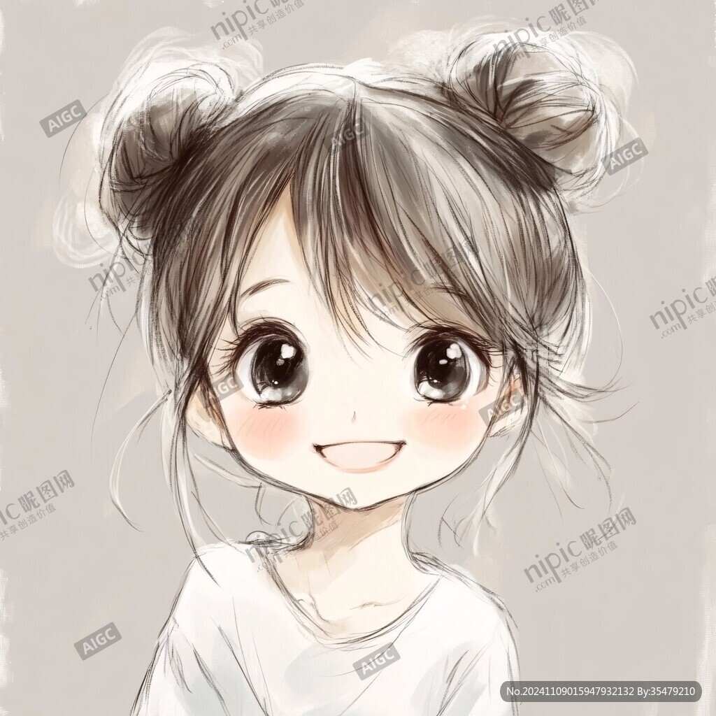 丸子头插画头像