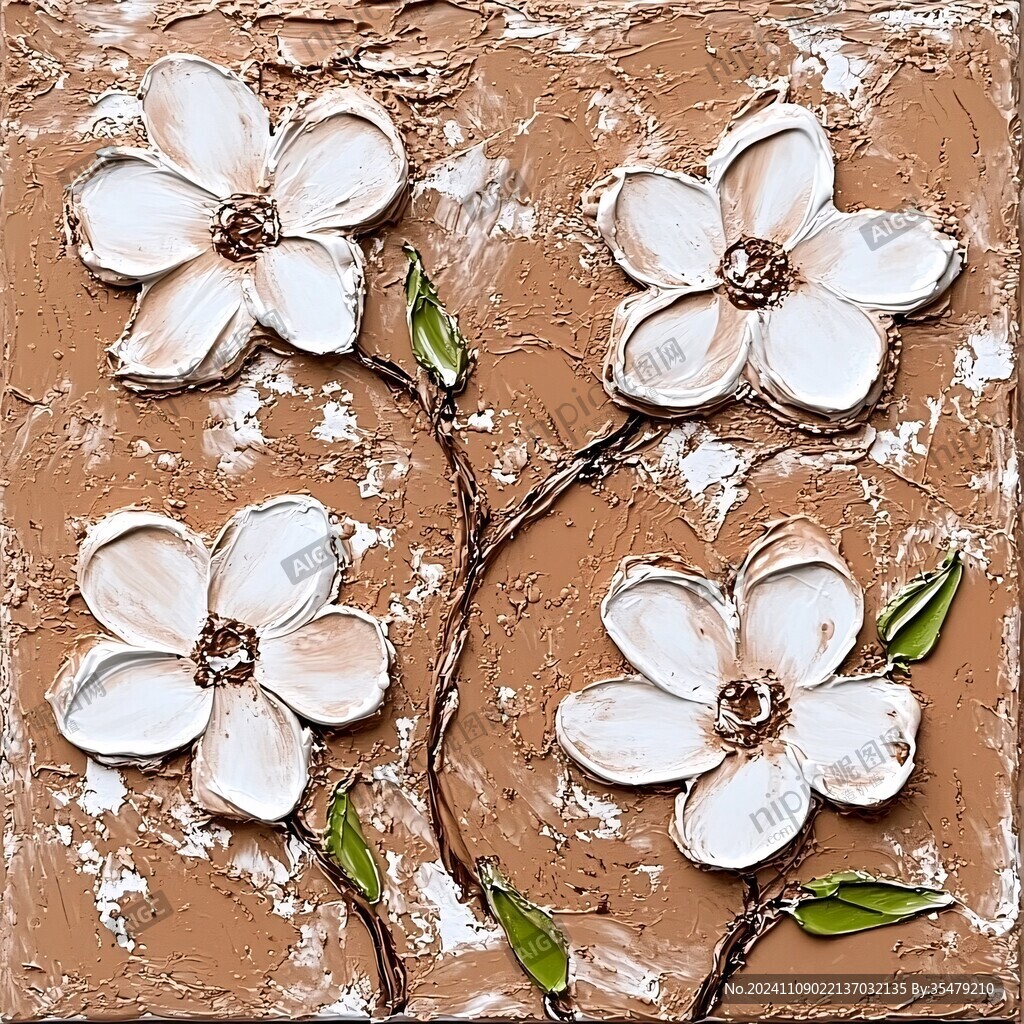浮雕花卉画