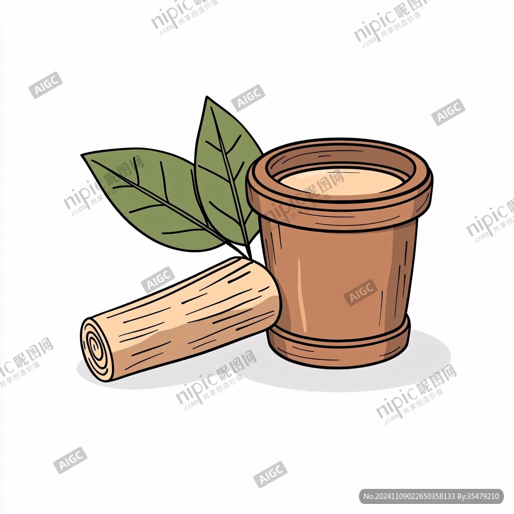 竹筒奶茶插画