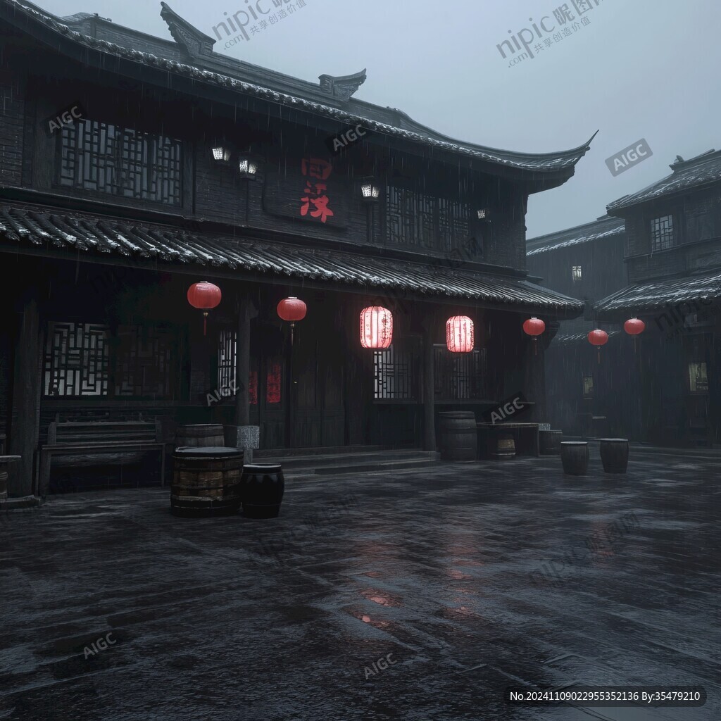 雨中古街