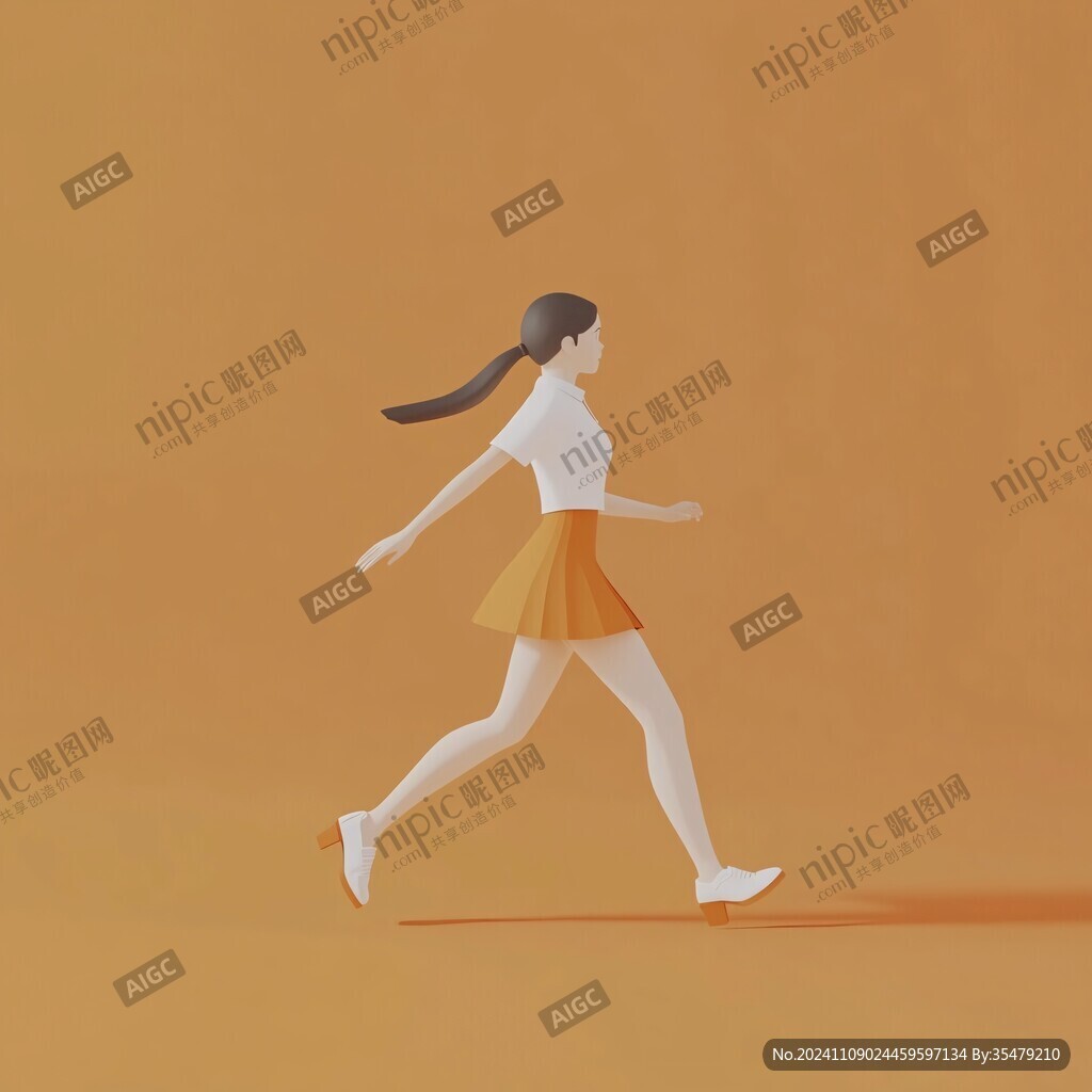 扁平插画跑步