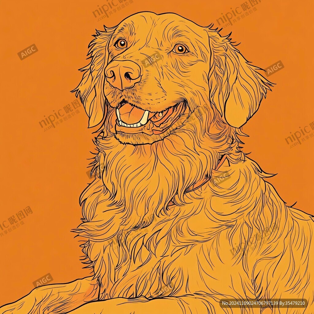 金毛犬插画