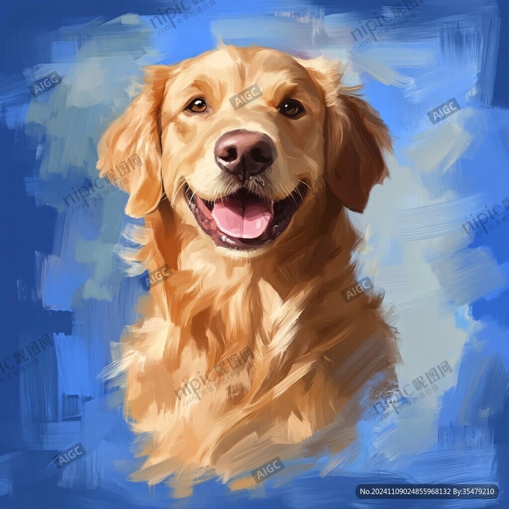手绘金毛犬