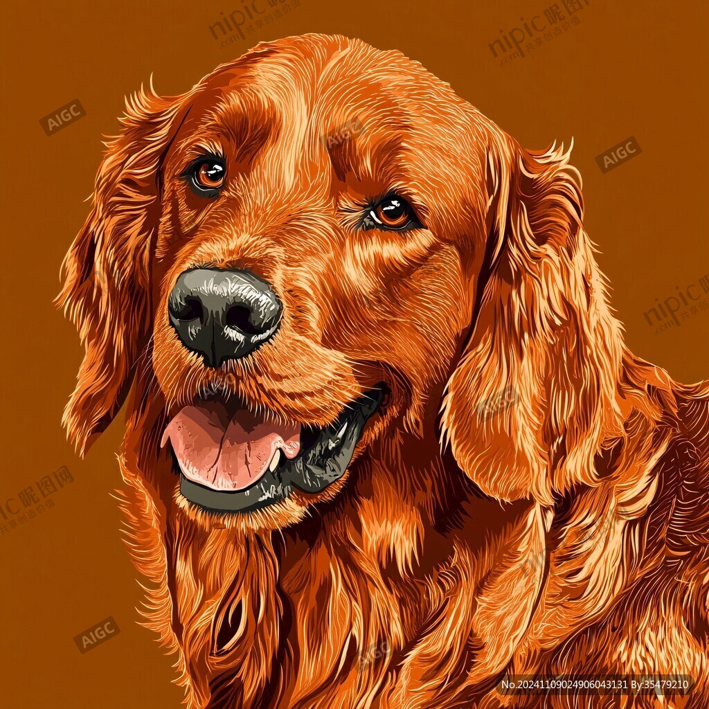 手绘金毛犬