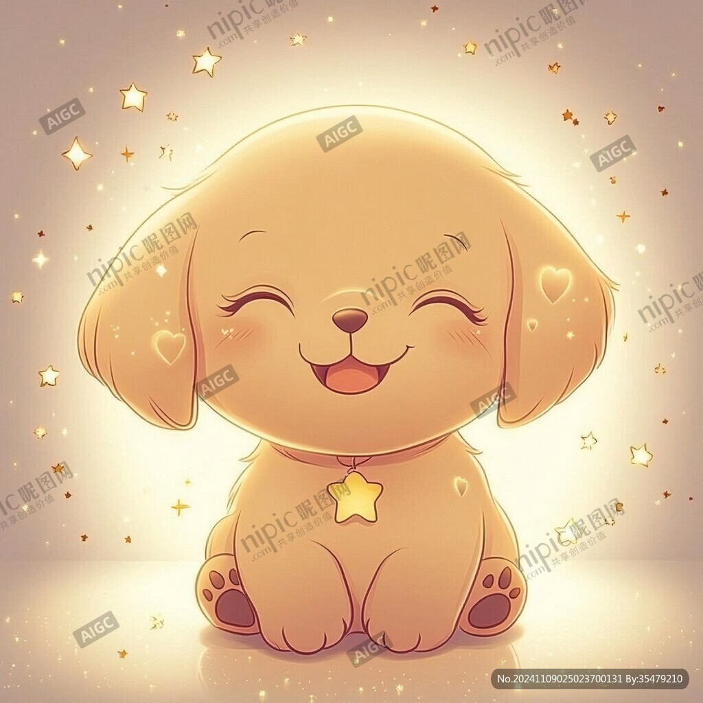 开心小狗插画