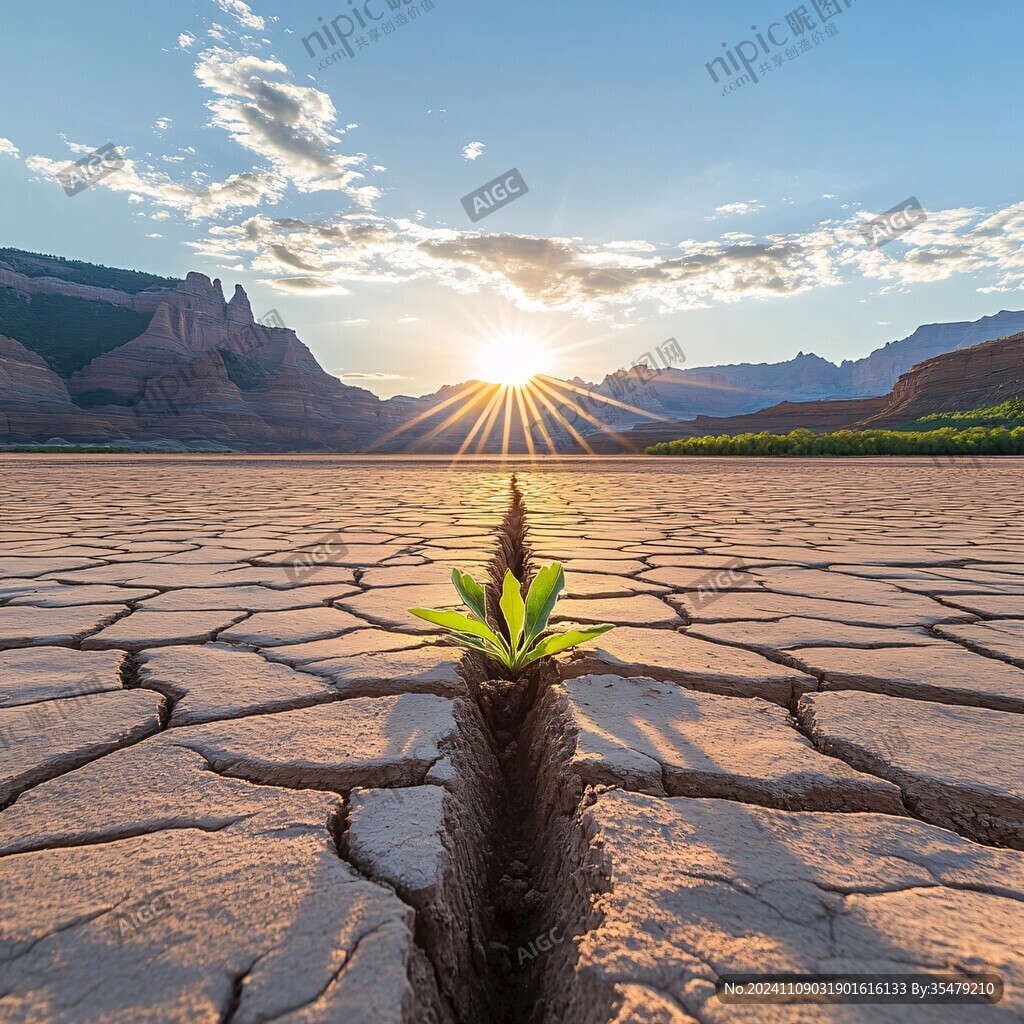 干枯的黄土上冒新芽