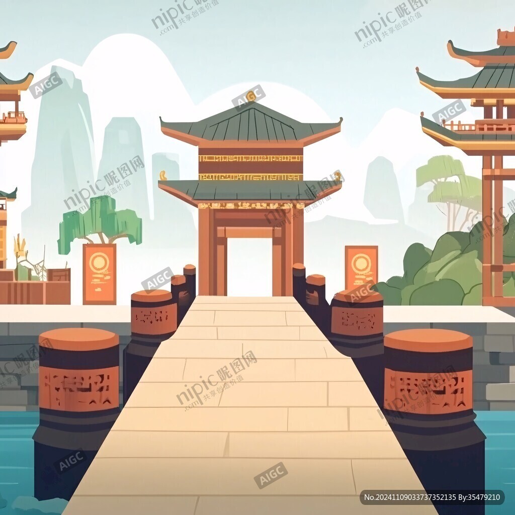 广济门地标插画